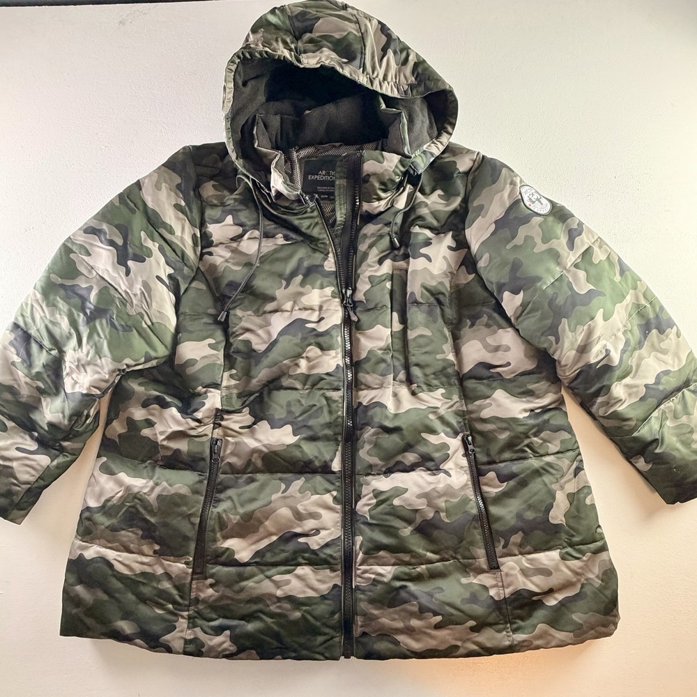 Arctic Expedition Women'Camo Down Puffer Jacket Green Camouflage 3XL Heavyweight
